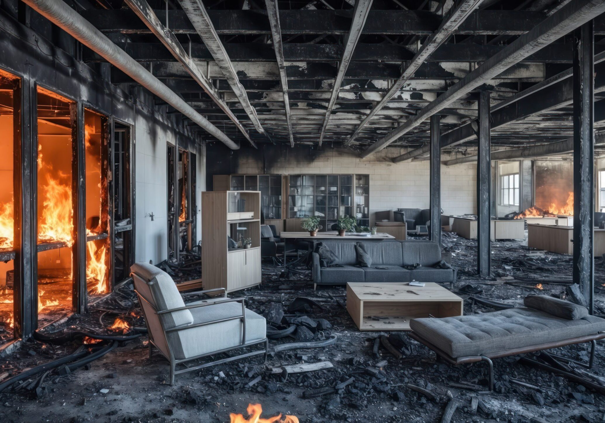 A building after a fire that needs a commercial claims adjuster
